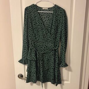 Green Polka Dot Wrap Dress
